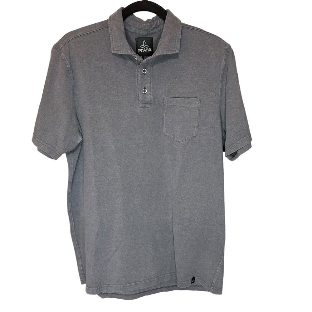 PrAna Polo Gray Short‎ Sleeve Collared Casual Sporty Outdoor Men's Size Large